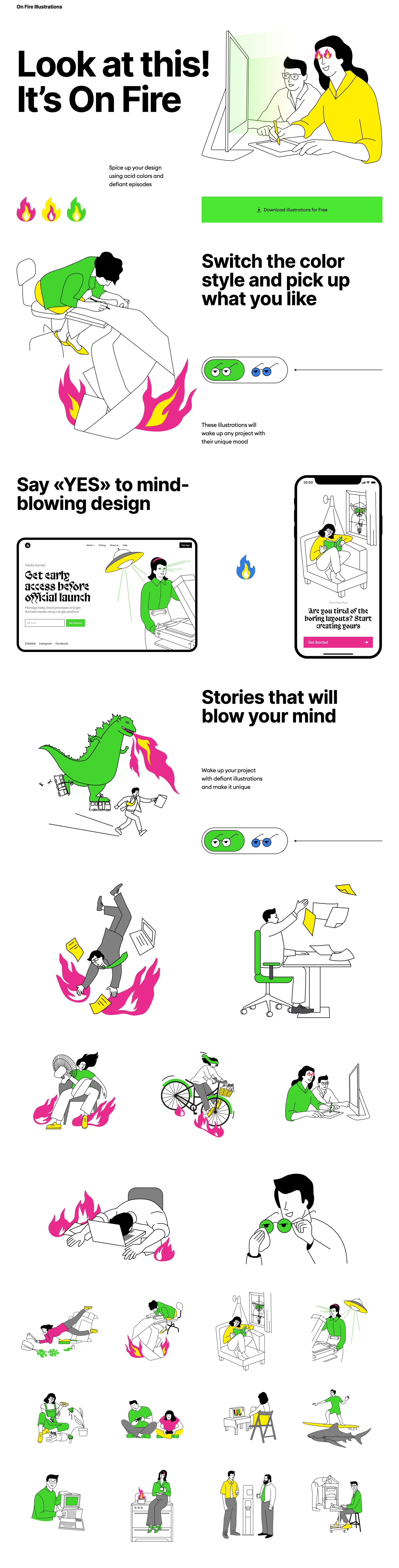 On Fire Free Illustrations Freebie Preview - Page 1