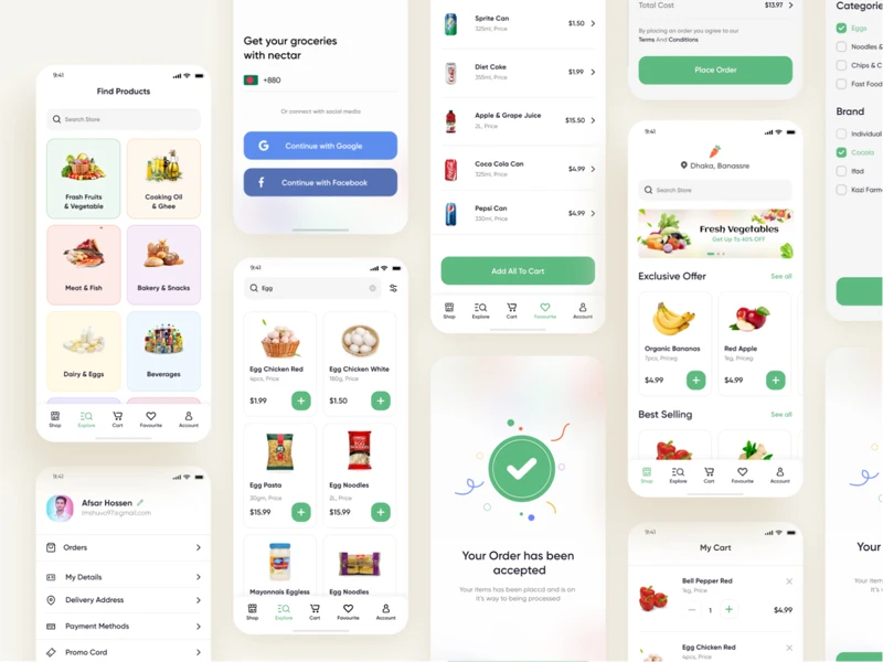 Online Groceries Free App UI Kit for Figma freebie preview