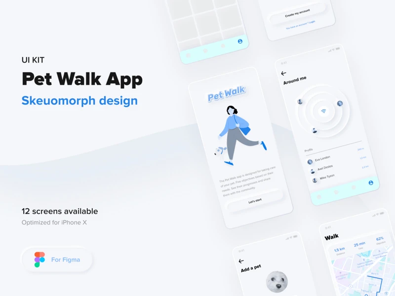 Pet Walk App UI Kit for Figma freebie preview