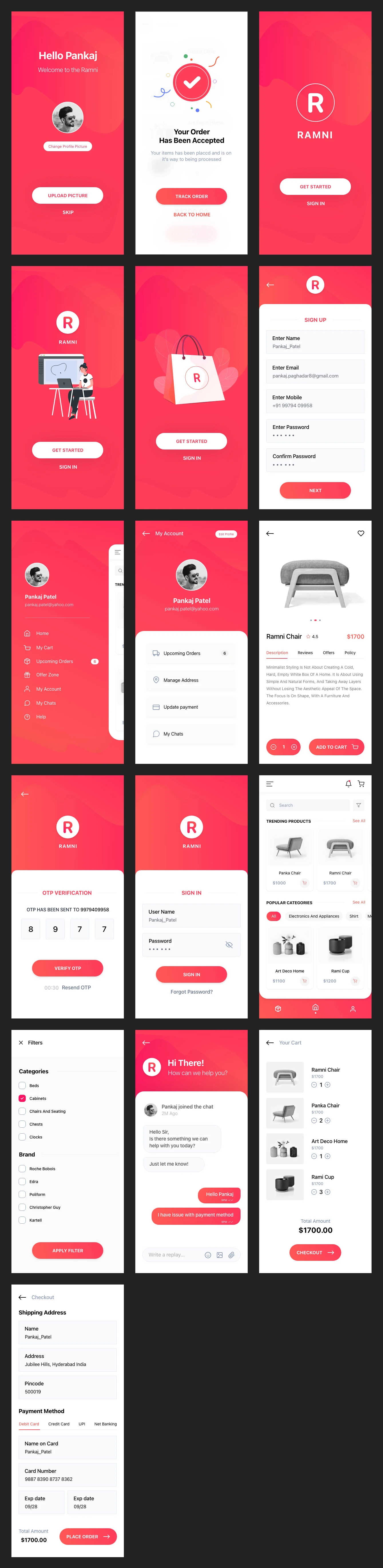 Ramni - Free eCommerce UI Kit for Adobe XD Freebie Preview - Page 1