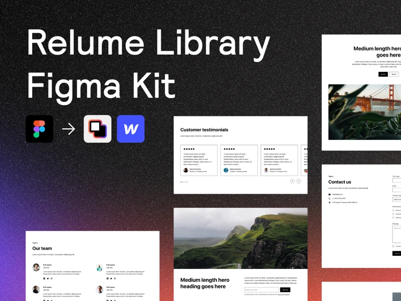 Relume Library Free UI Kit for Figma freebie preview