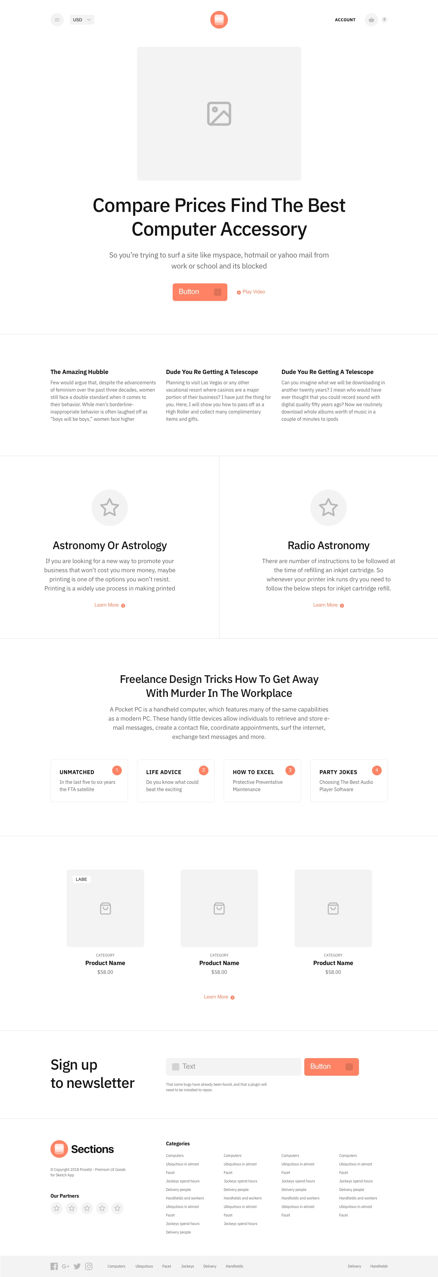 Sections - Landing Pages Wireframe Kit
