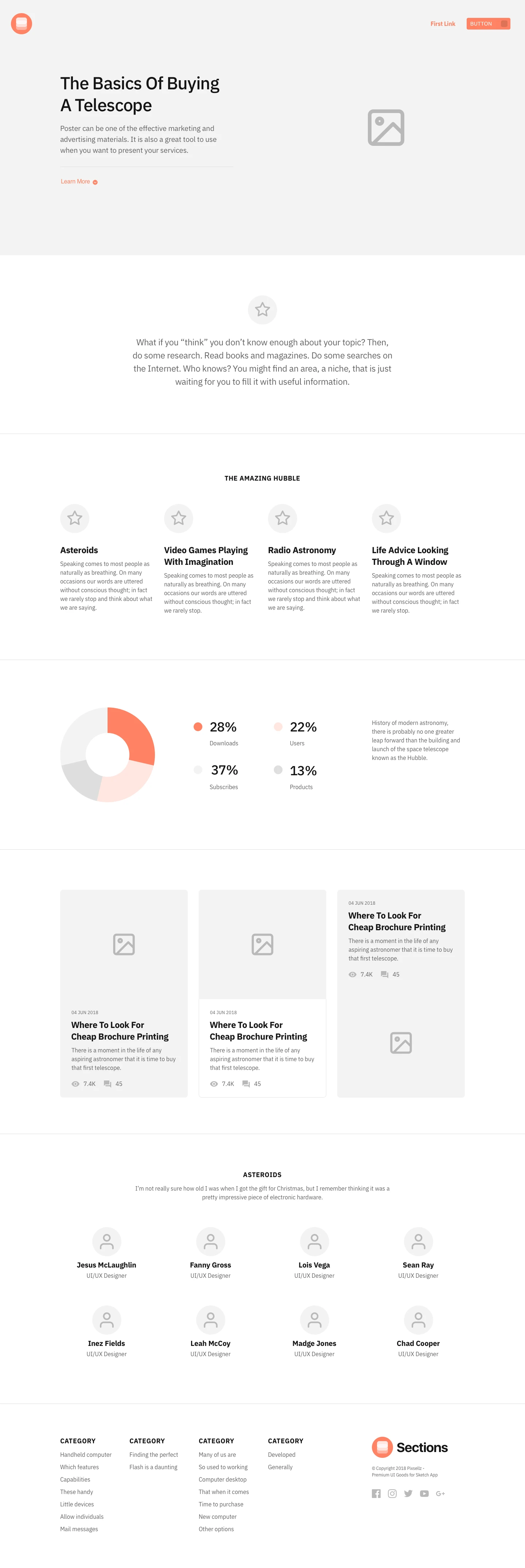 Sections - Landing Pages Wireframe Kit Freebie Preview - Page 1