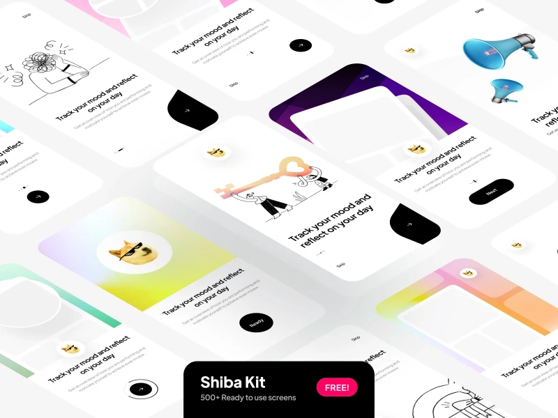 Shiba Onboarding Free UI Kit for Figma freebie preview