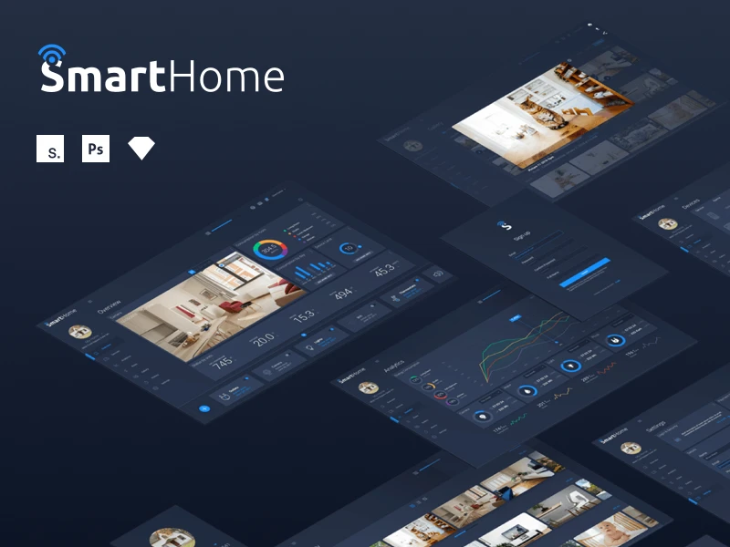 Smart Home UI Kit freebie preview