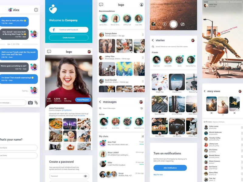 Social Free UI Kit for Adobe XD freebie preview