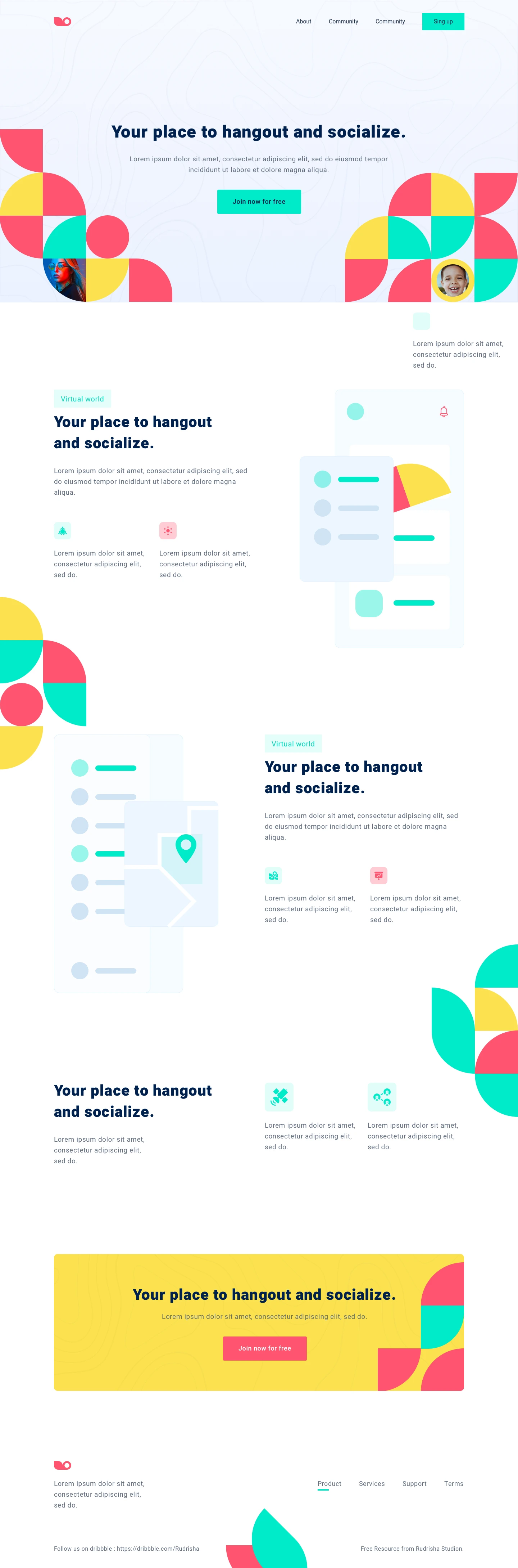 Social Meetup Landing Page for Sketch