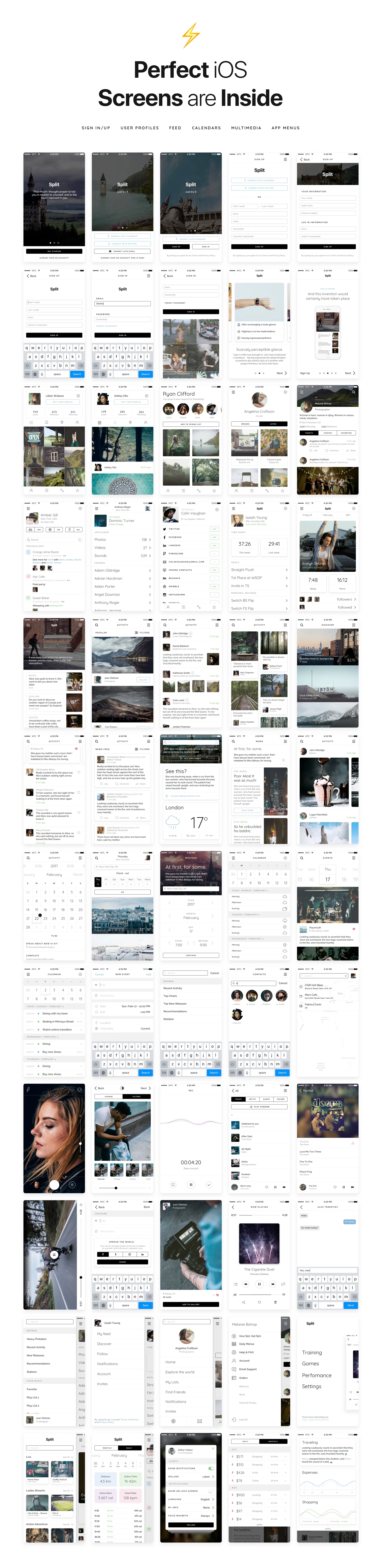 Split iOS UI Kit for Sketch Freebie Preview - Page 1
