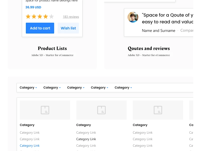 Starter eCommerce Template for Adobe XD freebie preview