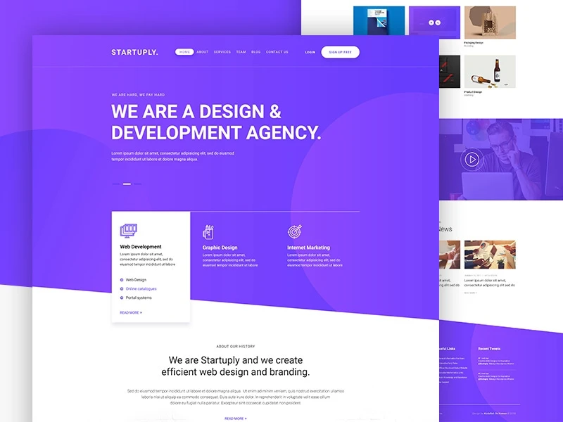 Startuply Agency Landing Page freebie preview
