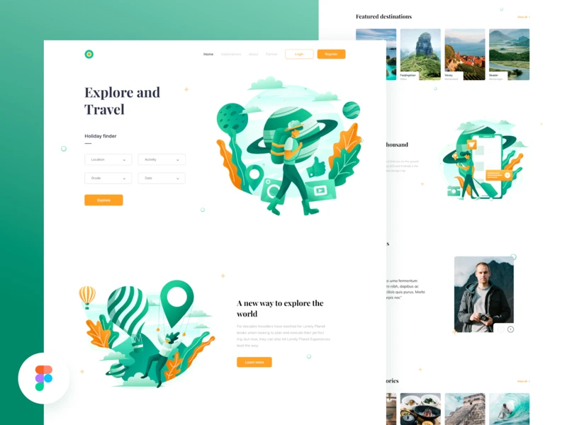 Tour and Travel Website for Figma freebie preview