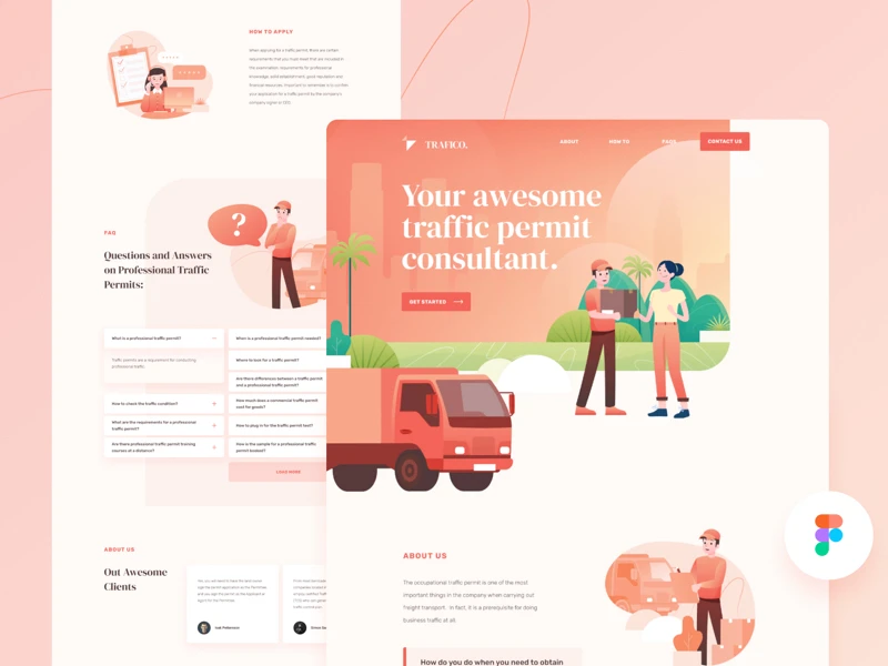 Traffico Landing Page for Figma freebie preview
