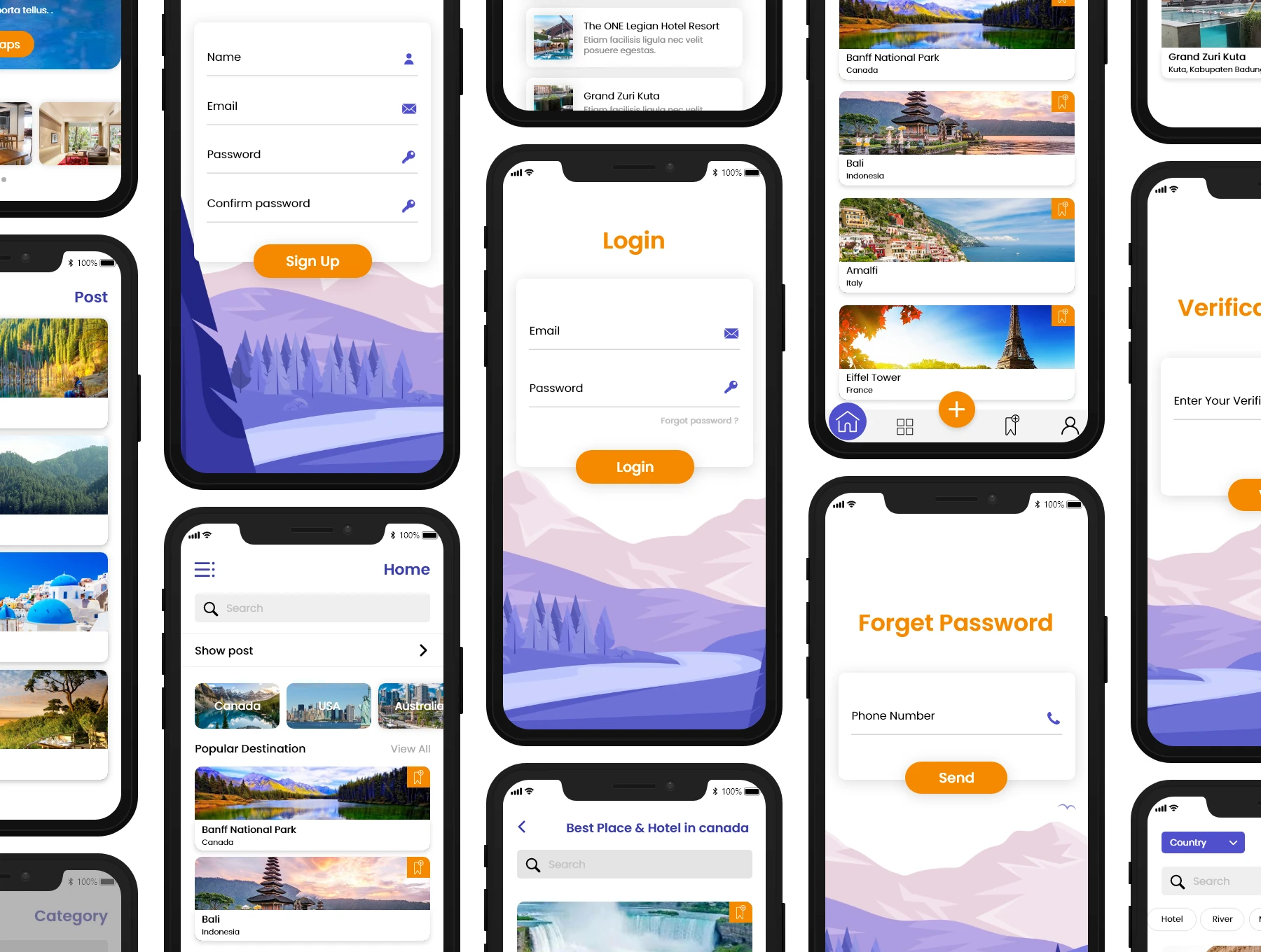 Travel App for Adobe XD Freebie Preview - Page 1