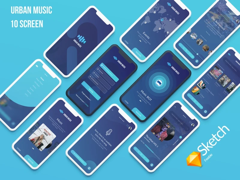 Urban Music UI Kit freebie preview