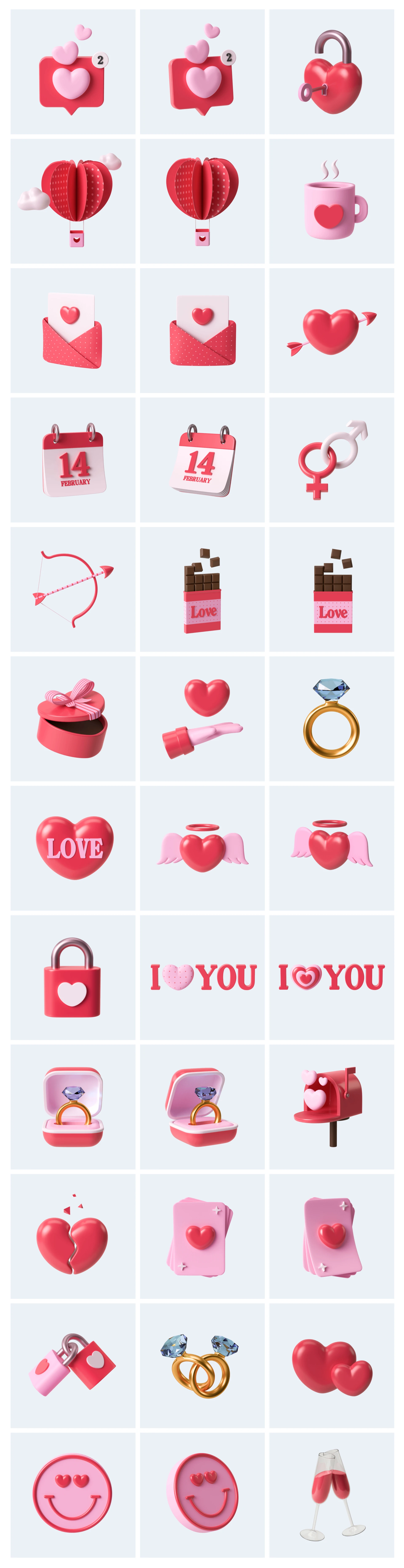 Valentine's Day 3D Free Illustrations for Figma