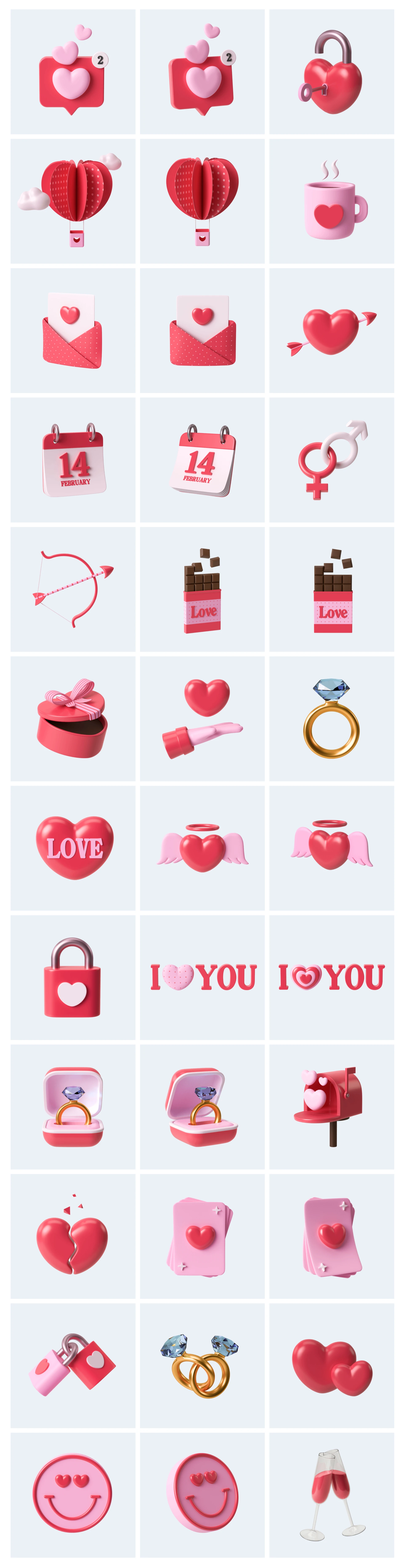 Valentine's Day 3D Free Illustrations for Figma Freebie Preview - Page 1