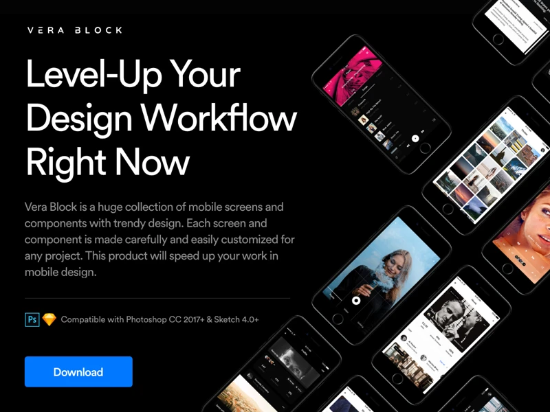 Vera Block Free UI Kit freebie preview