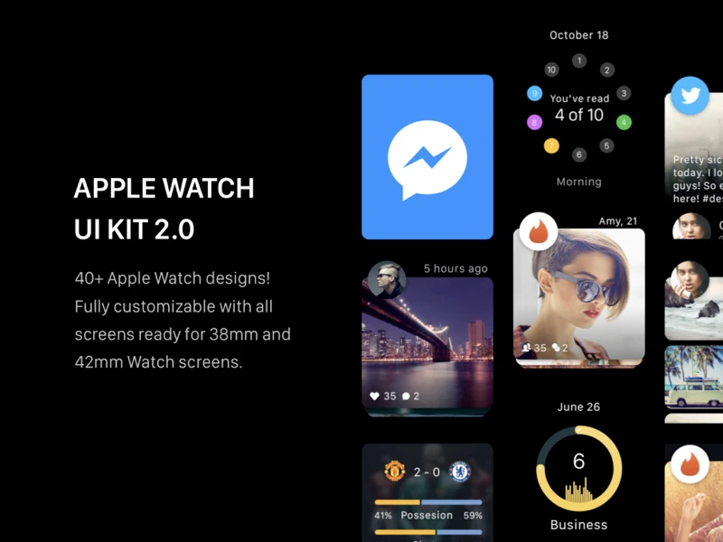 Apple Watch UI Kit 2.0 freebie preview