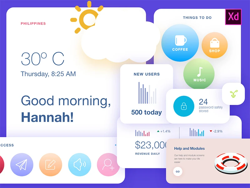 Widgets Free UI Kit for Adobe XD freebie preview