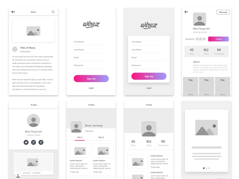 Wirez Free Wireframe Kit freebie preview