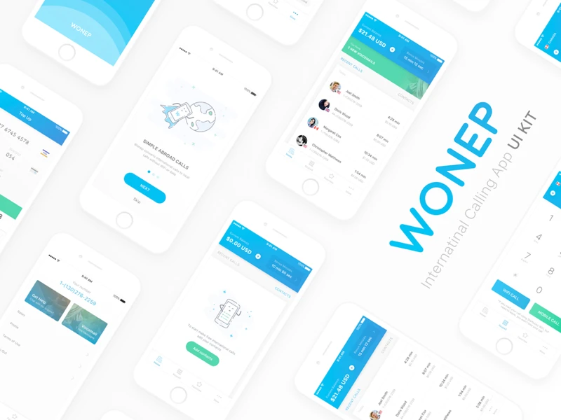 Wonep - Internationl Calling App UI Kit freebie preview