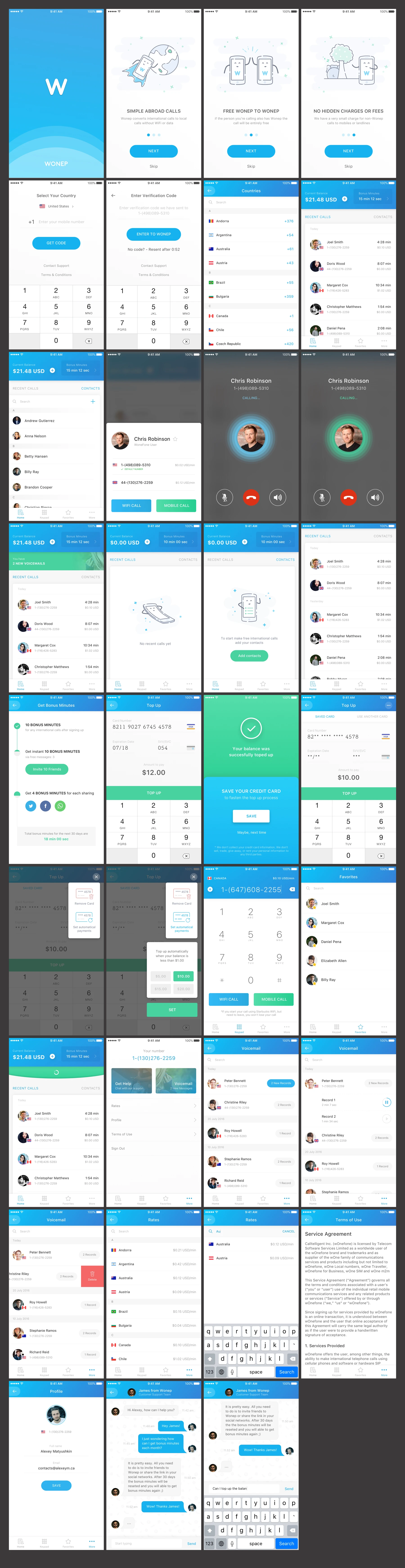 Wonep - Internationl Calling App UI Kit Freebie Preview - Page 1